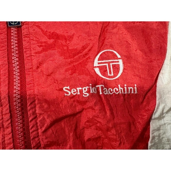 Sergio Tacchini Vintage Nylon Red White Blue Windbreaker Track Jacket Sz 46 - Picture 6 of 10